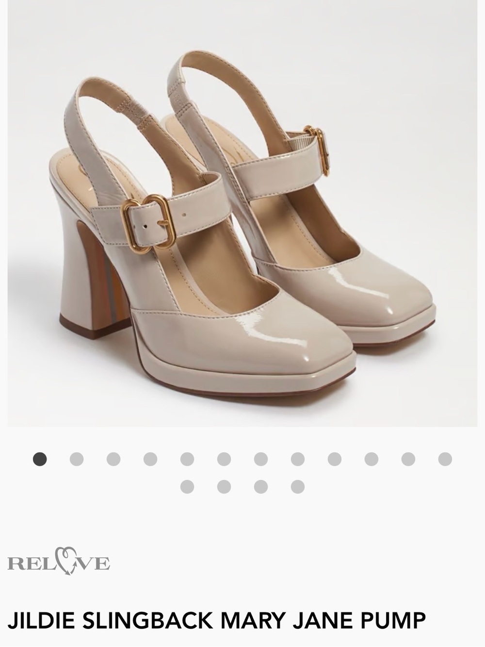 Sam Edelman Jildie Patent Leather Slingback Mary Jane Pumps- Linen 8.5
